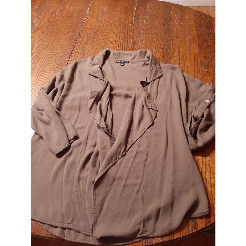 Medium Signature Studio Olive Army Green Cardigan 3/4 Sleeve Rayon